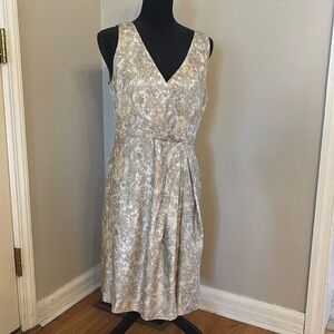 Talbots Sleeveless Beige Silk Dress 12P
